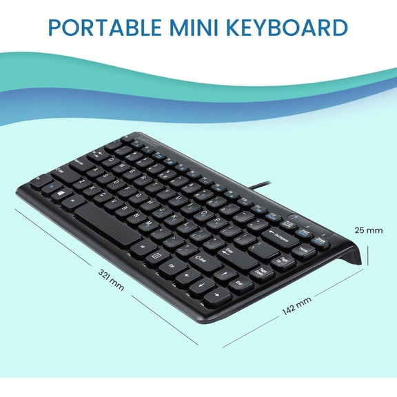 FJSHN-PERIBOARD-407B, Wired USB Mini Keyboard with 11 Hot Keys - Glossy Black - US English Layout