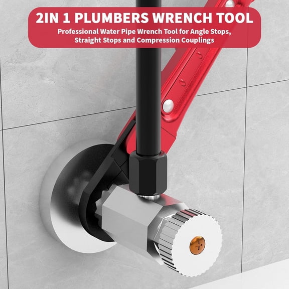 FJSHN-Plumbing Tools Angle Stop Wrench Kit - 3-Piece Plumber Tool Set with Compression Sleeve Puller & 4-Way Sillcock Key - Fits 3/8" & 1/2" Angle Stop Outlets Ferrule Removal Tool for Tight Spaces