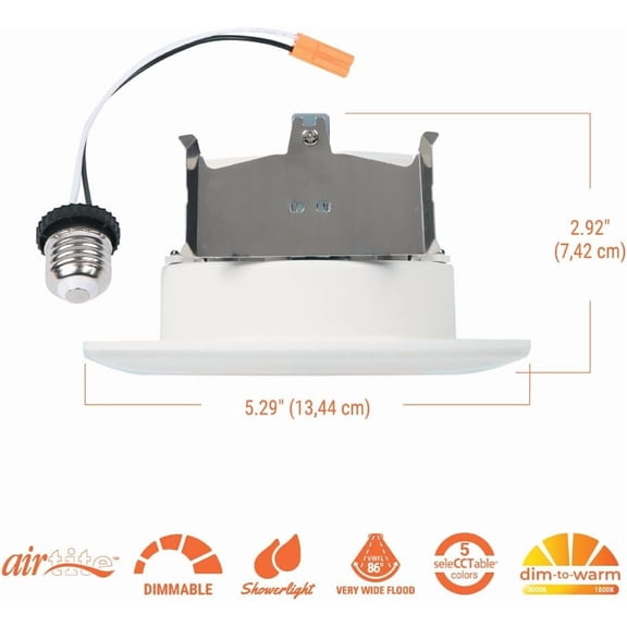 FJSHN-RL Night Light 4 in LED Recessed Downlight with Night Light Mode, 700 Lumens, Selectable CCT 2700K-5000K, Dim-to-Warm, Matte White - RLNL4079FSD2W1EWH