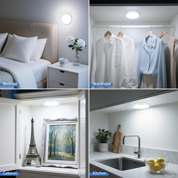 FJSHN-Rechargeable Tap Lights, Dimmable Touch Night Lights with 1000mAh Large Battery, Stick on Light for Closet, Bedroom, Bathroom and Cabinet (2 Pack)