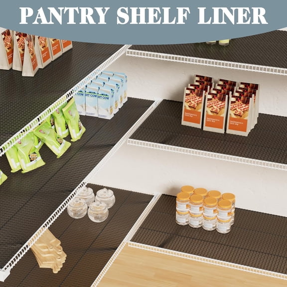 FJSHN-Shelf Liners for Wire Shelving: Waterproof Thick Pantry Shelves Liner - Easy to Cut Heavy Duty Metal Rack Mat Transparent Grey 8" x 120"