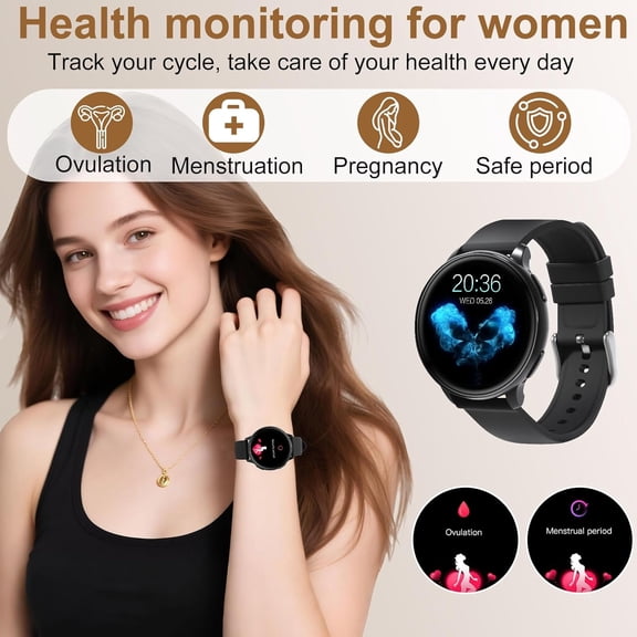 FJSHN-Smart Watch for Men Women Fitness Tracker with 100+ Sport Modes,Activity Trackers for iOS/Android Waterproof/Heart Rate/Sleep/Steps Monitor/Pedometer Monitor Monitor (Black)