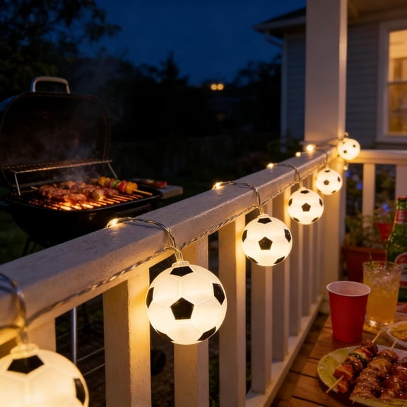 FJSHN-Soccer String Lights, 14ft 20 LED Ball Indoor Battery Operated LED String Lights, Sport Theme Party Decorative Lights,Birthday Decorations,Soccer Gift