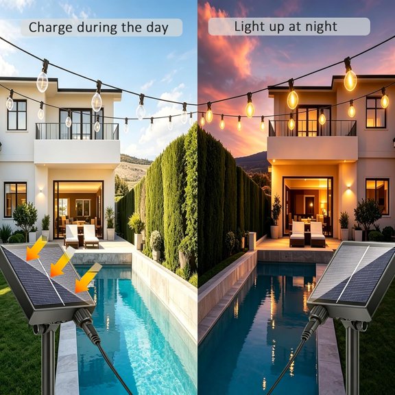 FJSHN-Solar Battery Box for 24V LED String Lights, 1200mAh Lithium Solar Panel with Remote Control, USB Charging, Waterproof Replacement Solar Panel for Outdoor Garden Lights