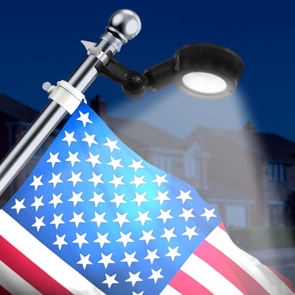 FJSHN-Solar Flag Pole Lights Outdoor Waterproof Led Fit 0.8-1.5 Inch Diameter 5ft 6ft Flagpole Dusk to Dawn Led Solar Lights Outside House Garden Yard American Flags Decor
