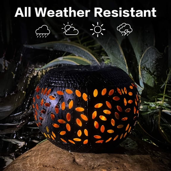 FJSHN-Solar Table Lantern Outdoor Waterproof-Dancing Flickering Flame Solar Powered LED Light,Black Metal Desktop Decorative Lamp for Gifts for Women Mom Desk Patio Garden Yard Decor