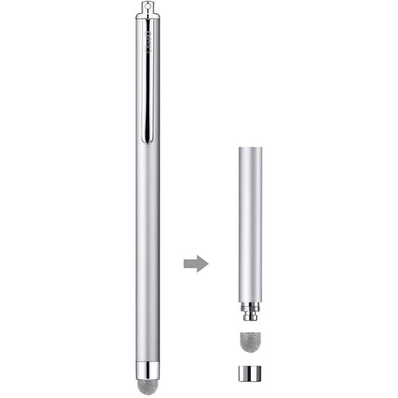 FJSHN-Stylus Pens for Touch Screens, Mesh Fiber Capacitive Stylus (6-Pack), with 6 Replaceable Mesh Tips (Black, White, Pink, Green, Sky Blue, Silver)