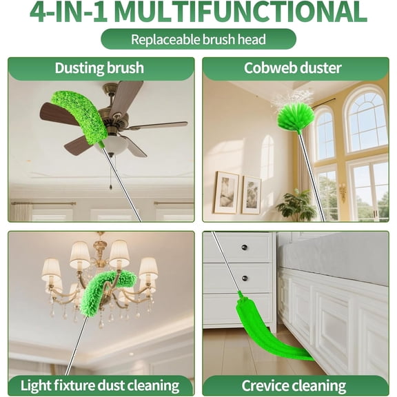 FJSHN-dusters for Cleaning extendable Long HandleWebster Cobweb Duster with Extension PoleSpider Web Remover Brush with PoleOutdoor Web Cleaner Outside for use on Ceilings, cabinets, Walls, Light