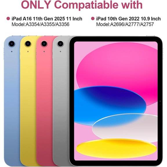 FJSHN-for iPad 11/10th Generation Case with Keyboard,Detachable Bluetooth Keyboard case for iPad A16 2025 11 inch/10th Gen 2022 10.9 with Pencil Holder, Square Keycaps,Pink