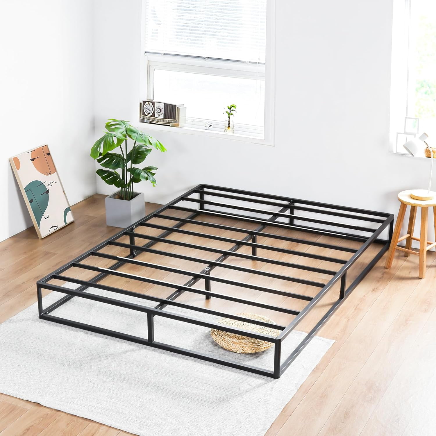 FJU 9 Inch Dura Metal Platform Bed Frame/Non Slip Bed Frame/Steel Bed Frame (Full)