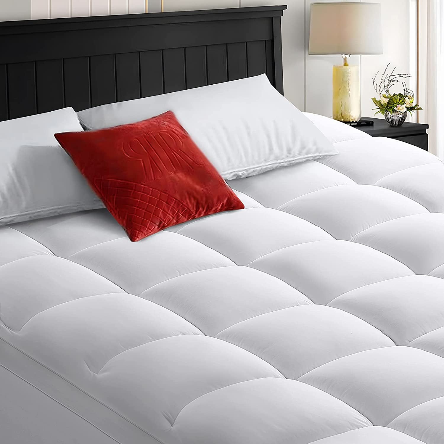 FJU Mattress Topper Extra Thick Cooling Mattress Pad 400TC Top Down