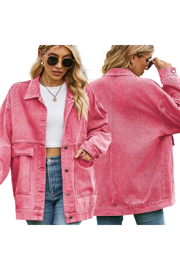 Girls Oversized Denim Jacket Female Long Sleeve Jean Jacket Coats Boyfriend Jean Coat Jeans Jacket for Girls S-XXL