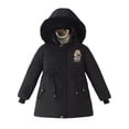 thumbnail image 1 of FJUCHAI Little Girls Parka Coats Youth Medium-Length Warm Jacket Toddler Hooded Printed Outerwear for 6-13+ Years, 1 of 8