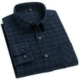 thumbnail image 1 of FJUCHAI Mens Plaid Cotton Shirts Casual Slim Fit Long Sleeve Button Down Dress Shirts, 1 of 9