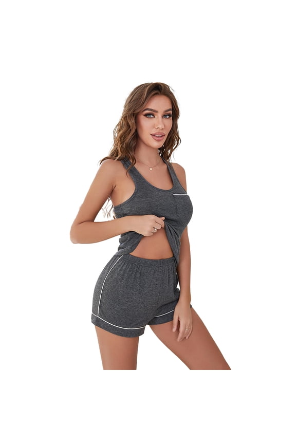Pajamas Set for Womens Halter Sleepwear and Shorts Set Female Soft Pjs Nightwear Summer Jammies Loungewear 2 Piece Outfit S-XL