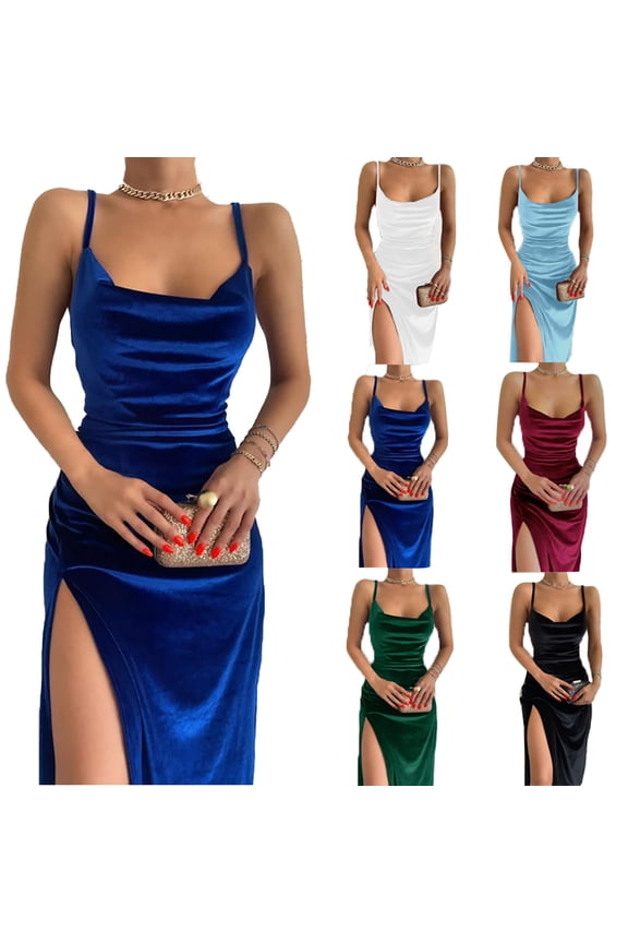Slip Dress for Women, Fashion Slim Split Halter Dress Women's Full Slips Basic Under Dress Nightgown Nightwear