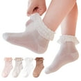 thumbnail image 1 of FJUCHAI Toddler Girls Dance Mesh Ruffle Socks 4-Pairs Summer Breathable Thin Cotton Socks 0-12Y, 1 of 7