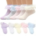 thumbnail image 1 of FJUCHAI Toddler Girls Dance Mesh Socks 5 Pairs Kids Thin Lace Bow Socks Dress Princess Socks, 1 of 6