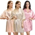 thumbnail image 1 of FJUCHAI Women Bride Bridesmaids Satin Bridal Party Night-Robe 3/4 Sleeve for Womens Wedding Sleepwear Loungewear Women's Silk Robes Satin Kimono Bathrobe S-XXL, 1 of 8