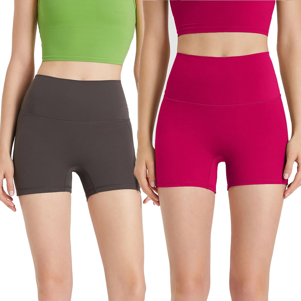 Women's High Waisted Yoga Shorts - Athletic Biker Shorts, Moisture Wicking, Tummy Control