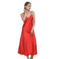 thumbnail image 1 of FJUCHAI Women Long Slip Silk Midi Pajamas Dress Womens Halter V-Neck Nightwear Ingerie Sleepwear for Womens S-XXL, 1 of 9