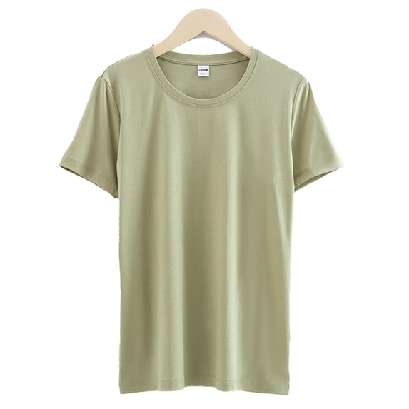 Fjuchai Womens T Shirts Tops Summer Round Neck Tee Casual Short Sleeve Pure Cotton T Shirts Short Sleeve T-Shirts S-3XL