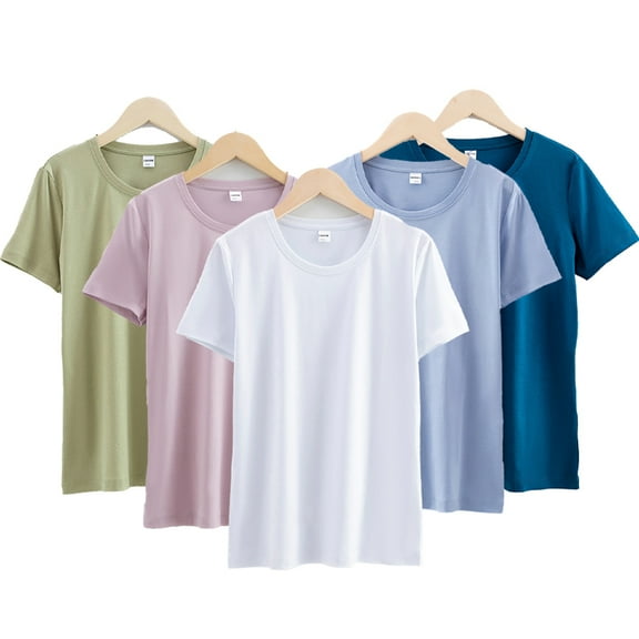 FJUCHAI Women Short Sleeve T Shirts Casual Fashion Female Crewneck Tees Tops Solid Loose Basic T Shirt Tshirts Shirts Summer Clothes for Women S-XXXL
