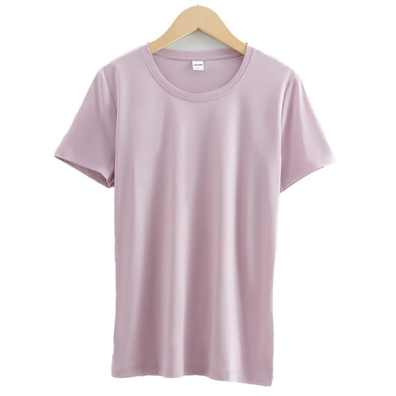 Fjuchai Womens T Shirts Tops Summer Round Neck Tee Casual Short Sleeve Pure Cotton T Shirts Short Sleeve T-Shirts S-3XL