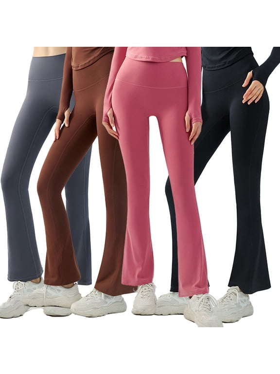 Women Yoga Pants Flared Pants Womens Sports Tight Trousers Elastic Bell Bottom High Waist Flare Leggings Wide Straight Leg Pants