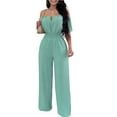 thumbnail image 1 of FJUCHAI Women's Casual Jumpsuits Loose Overalls Short Sleeve One Piece Wide Leg Long Pant Rompers With Pockets S-XL, 1 of 9