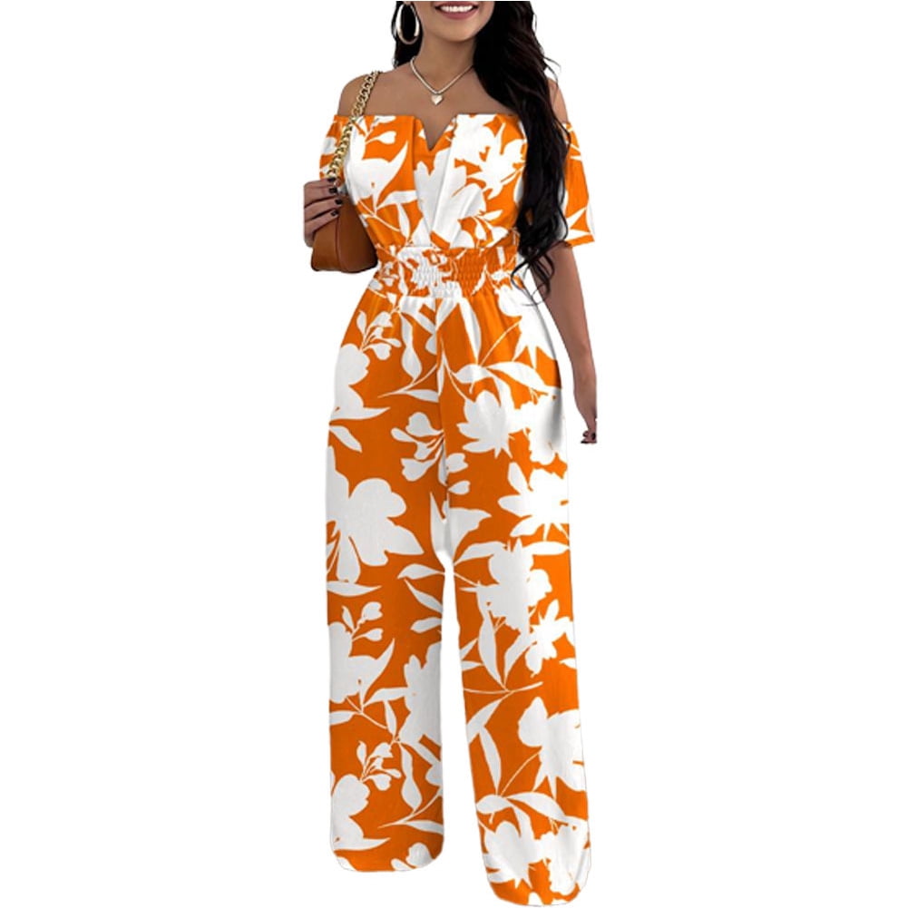 FJUCHAI Women's Casual Jumpsuits Loose Overalls Short Sleeve One Piece Wide Leg Long Pant Rompers With Pockets S-XL