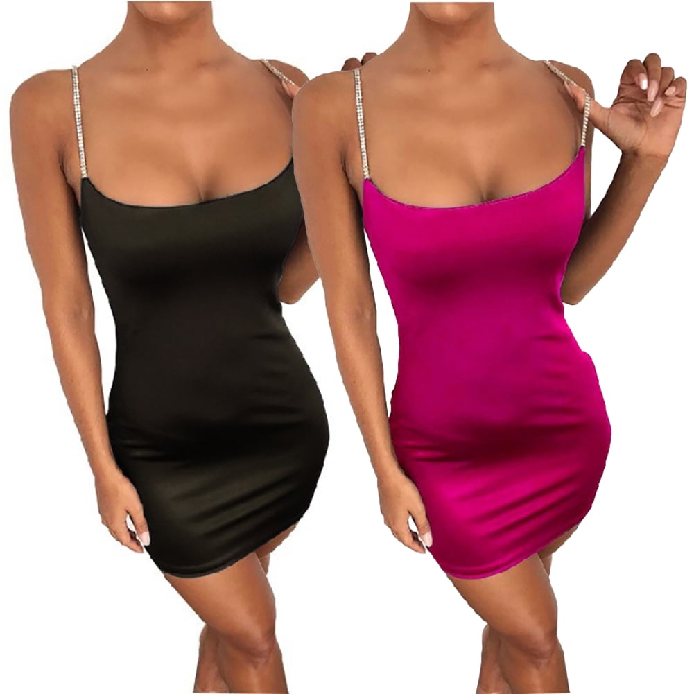 FJUCHAI Women's Slip Dress,Spaghetti Strap Dress Cami Dress Basic Adjustable Cami Under Mini
