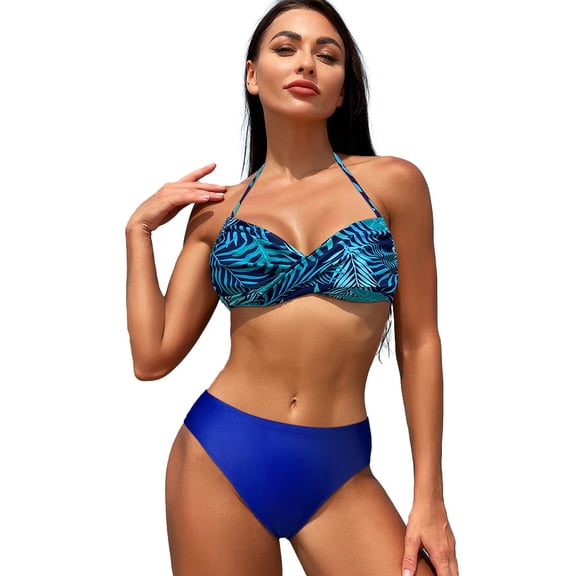 FJUCHAI Women's Swimsuits Set String Two Piece Halter Top Triangle Bikini Set Adjustable Straps Quick-Drying Swimsuit Bathing Suits