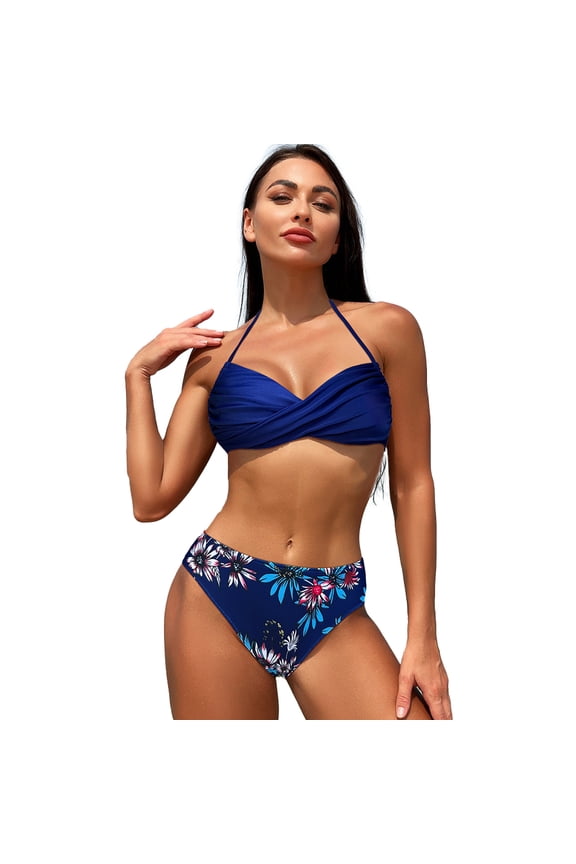 Women's Swimsuits Set String Two Piece Halter Top Triangle Bikini Set Adjustable Straps Quick-Drying Swimsuit Bathing Suits