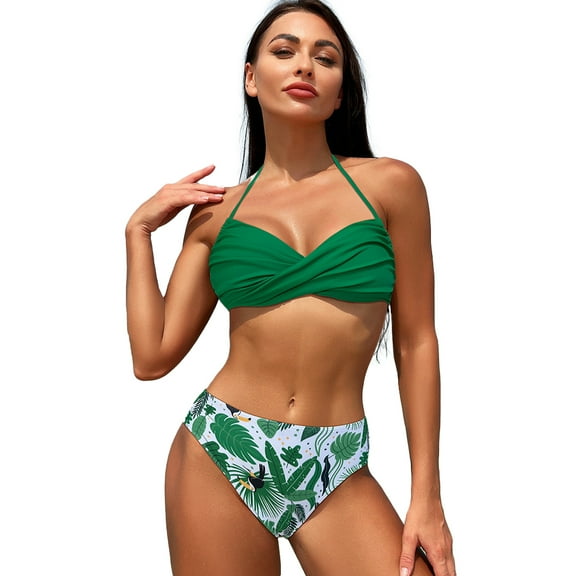 FJUCHAI Women's Swimsuits Set String Two Piece Halter Top Triangle Bikini Set Adjustable Straps Quick-Drying Swimsuit Bathing Suits