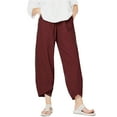 thumbnail image 1 of FJUCHAI Womens Linen Pants Solid Color Wide Leg Drawstring Casual Loose Trousers with Pockets S-5XL, 1 of 9