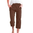 thumbnail image 1 of Fjuchai Womens Straight Pants Female Summer Straight Solid Color Cotton Linen Casual Trousers S-5XL, 1 of 9