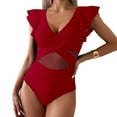 thumbnail image 1 of FJUCHAI Womens One-Piece Swimsuits Swimwear V-Neck Ruffled Sports Bikini Swimsuit Beachwear Bathing Suits S-XL, 1 of 8