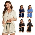 thumbnail image 1 of FJUCHAI Womens Pajamas Pjs Set 2Pcs Summer Short Sleeve Button Down Loungewear Set Solid Color Sleepwear Two Piece Pjs Shorts Set,S-XL, 1 of 8