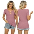 thumbnail image 1 of FJUCHAI Womens Short Sleeve T Shirts V Neck Loose Summer Tees Basic Tunic T Short Sleeve Tee Casual Tops S-XXL, 1 of 8