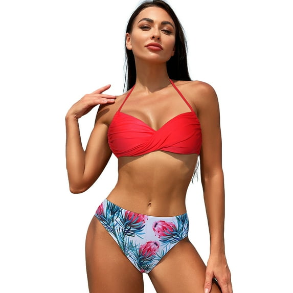 Fjuchai Womens Bikini Top Butterfly Printing Swimsuits Two Piece Bathing Suits Triangle Bottoms for Women Swimwear Set S-L