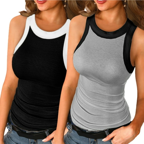 FJUCHAI Womens Vest Tops Casual Vest Bottom Shirts Sleeveless Soft Summer Halter Tees Blouses S-XXL
