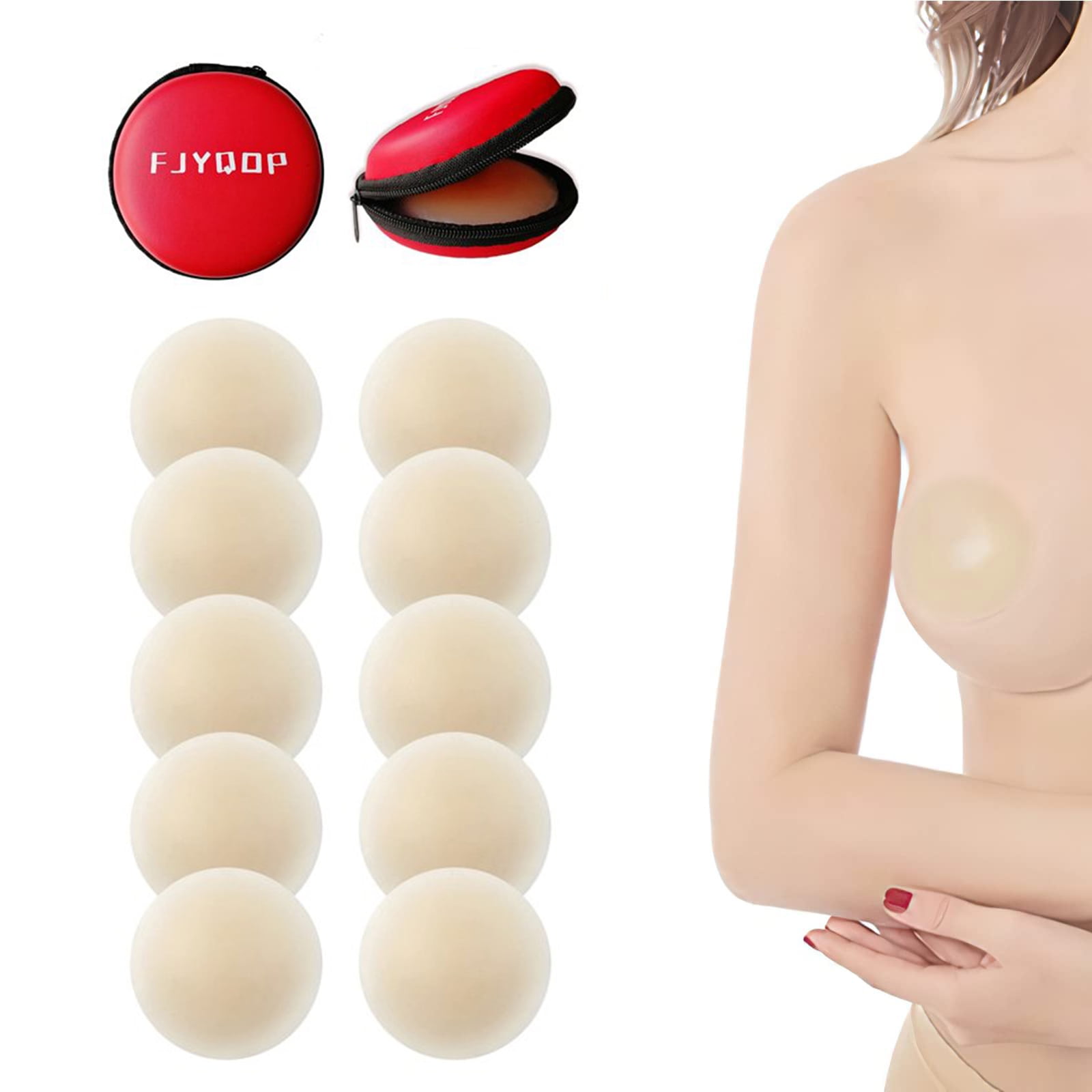 FJYQOP Silicone Adhesive Bra - 5 Pairs, Women's Reusable Adhesive