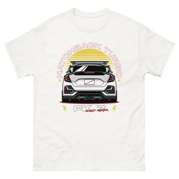 FK7 FK8 hatchback import JDM classic tee t-shirt (White, XL)