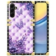 thumbnail image 1 of FKBRCL4U Compatible with Samsung Galaxy A15 Case, Purple Butterfly Flowers Leaf Luxury Golden Decoration for Girl Women Soft TPU Shockproof Protective Hard PC Back, 1 of 7