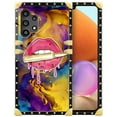 thumbnail image 1 of FKBRCL4U Compatible with Samsung Galaxy A32 4G Case, Cool Corlorful Lip Marble Luxury Golden Decoration for Girl Women Soft TPU Shockproof Protective Hard PC Back, 1 of 7