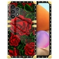 thumbnail image 1 of FKBRCL4U Compatible with Samsung Galaxy A32 4G Case, Vector Red Rose Green Leaf Luxury Golden Decoration for Girl Women Soft TPU Shockproof Protective Hard PC Back, 1 of 7