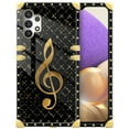 thumbnail image 1 of FKBRCL4U Compatible with Samsung Galaxy A32 5G Case, Black Leather Background Gold Music Notes Luxury Golden Decoration for Girl Women Soft TPU Shockproof Protective Hard PC Back, 1 of 7