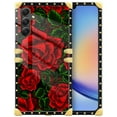 thumbnail image 1 of FKBRCL4U Compatible with Samsung Galaxy A54 Case, Vector Red Rose Green Leaf Luxury Golden Decoration for Girl Women Soft TPU Shockproof Protective Hard PC Back, 1 of 7