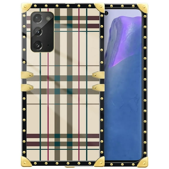 FKBRCL4U Compatible with Samsung Galaxy Note 20 Case, Black Red Beige Stripes Luxury Golden Decoration for Girl Women Soft TPU Shockproof Protective Hard PC Back